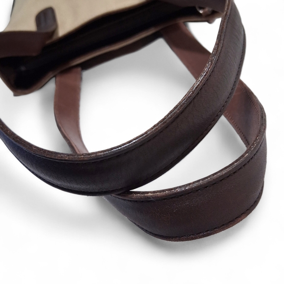 Vintage Coach Greenwhich Tote 6134 Khaki Twill and Mahagony Leather - Picture 11 of 13